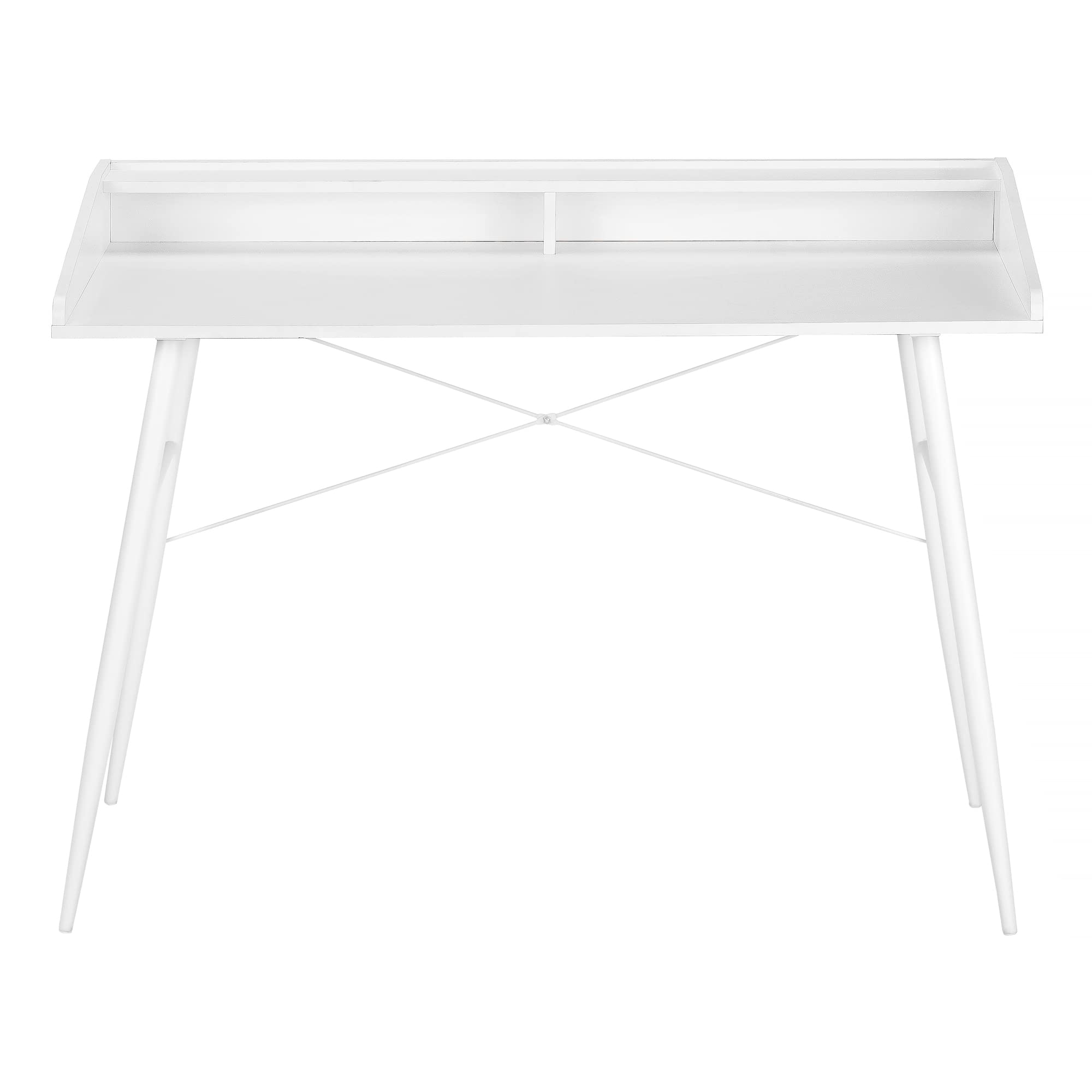 Monarch Specialties I 7535 Computer Desk, Home Office, Laptop, Storage Shelves, 48&quot; L, Work, Metal, Laminate, White, Contemporary, Modern