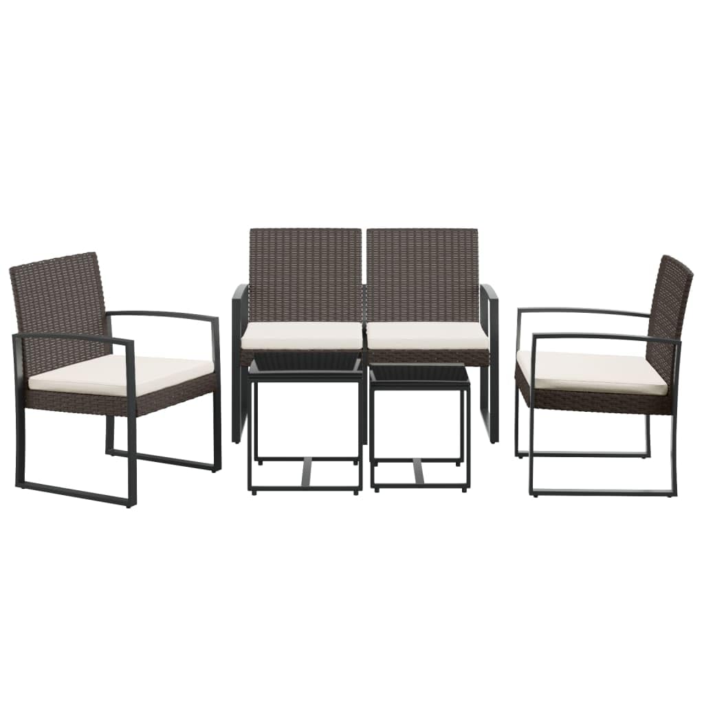 vidaXL 5-Piece Rattan-Styled Patio Dining Set with Cushions - Durable Polypropylene and Steel, with Comfortable Cushions, Brown & Anthracite