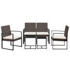 vidaXL 5-Piece Rattan-Styled Patio Dining Set with Cushions - Durable Polypropylene and Steel, with Comfortable Cushions, Brown & Anthracite