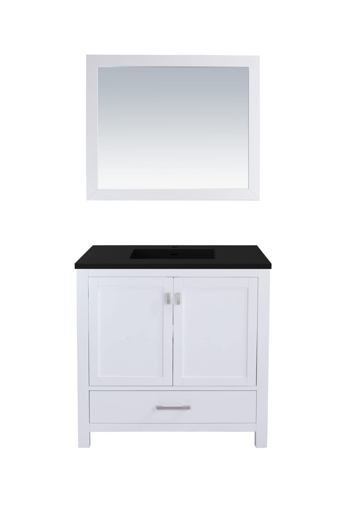 Laviva Wilson 36 - White Cabinet Matte Black Viva Stone Solid Surface Countertop