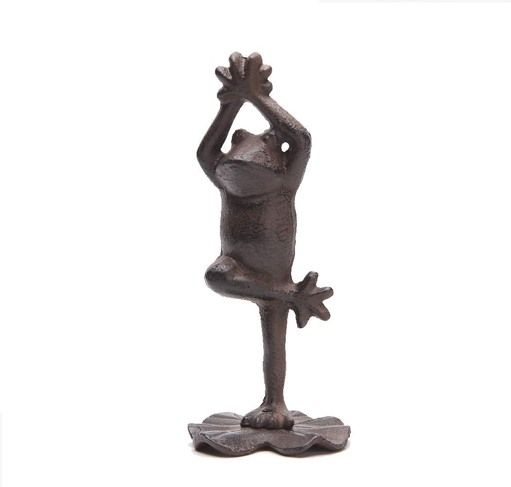 Brasstar Cast Iron Frog Prince Dance Statue Paperweight Fantastic Figurine Garden Lawn Home Office Desk Decor Collectible Gift P