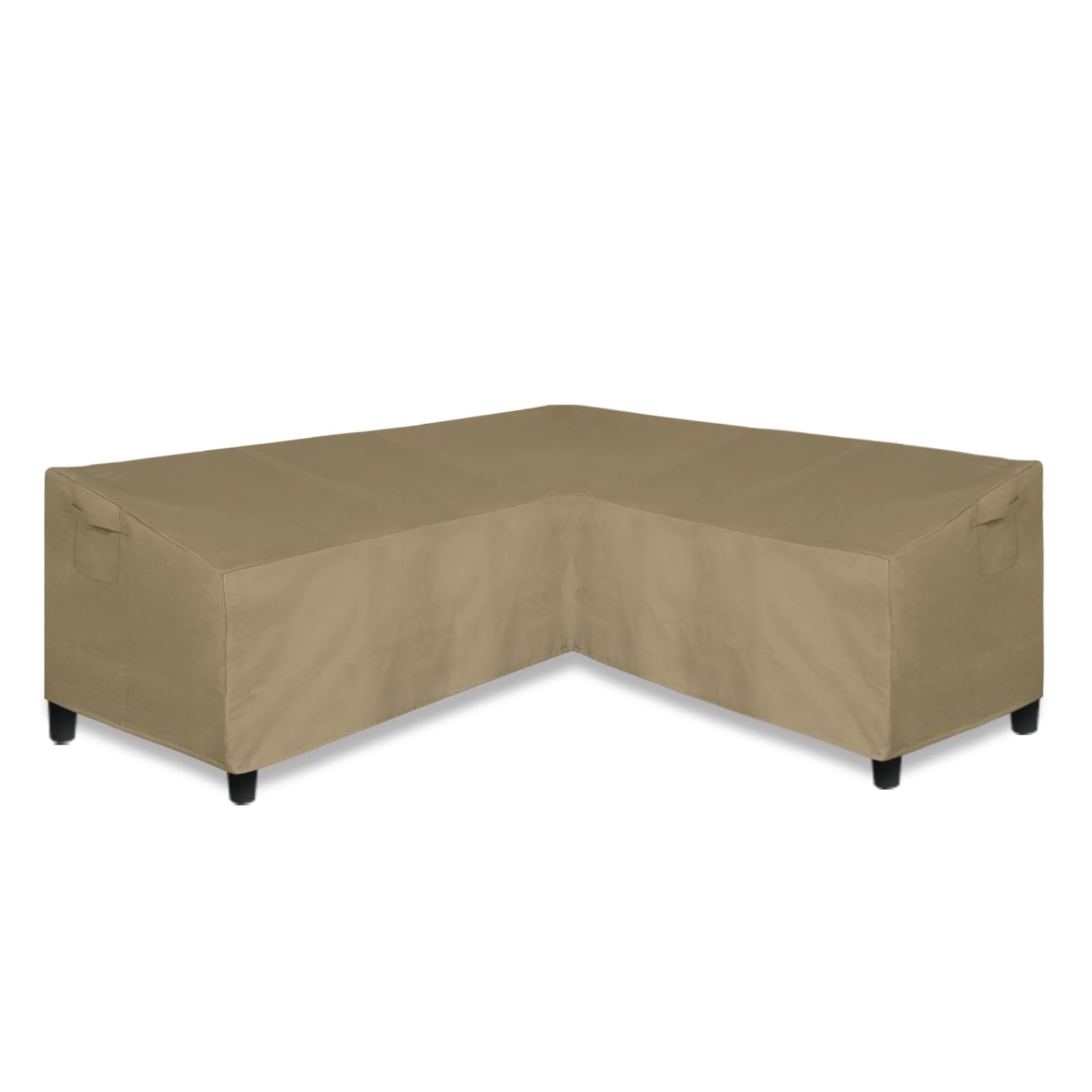 Easy-Going Patio V-Shaped Sectional Sofa Cover, Heavy Duty Outdoor Sectional Cover, Waterproof Furniture Cover With Air Vent 85' L (On Each Side) X 33.5' D X 31' H, Camel