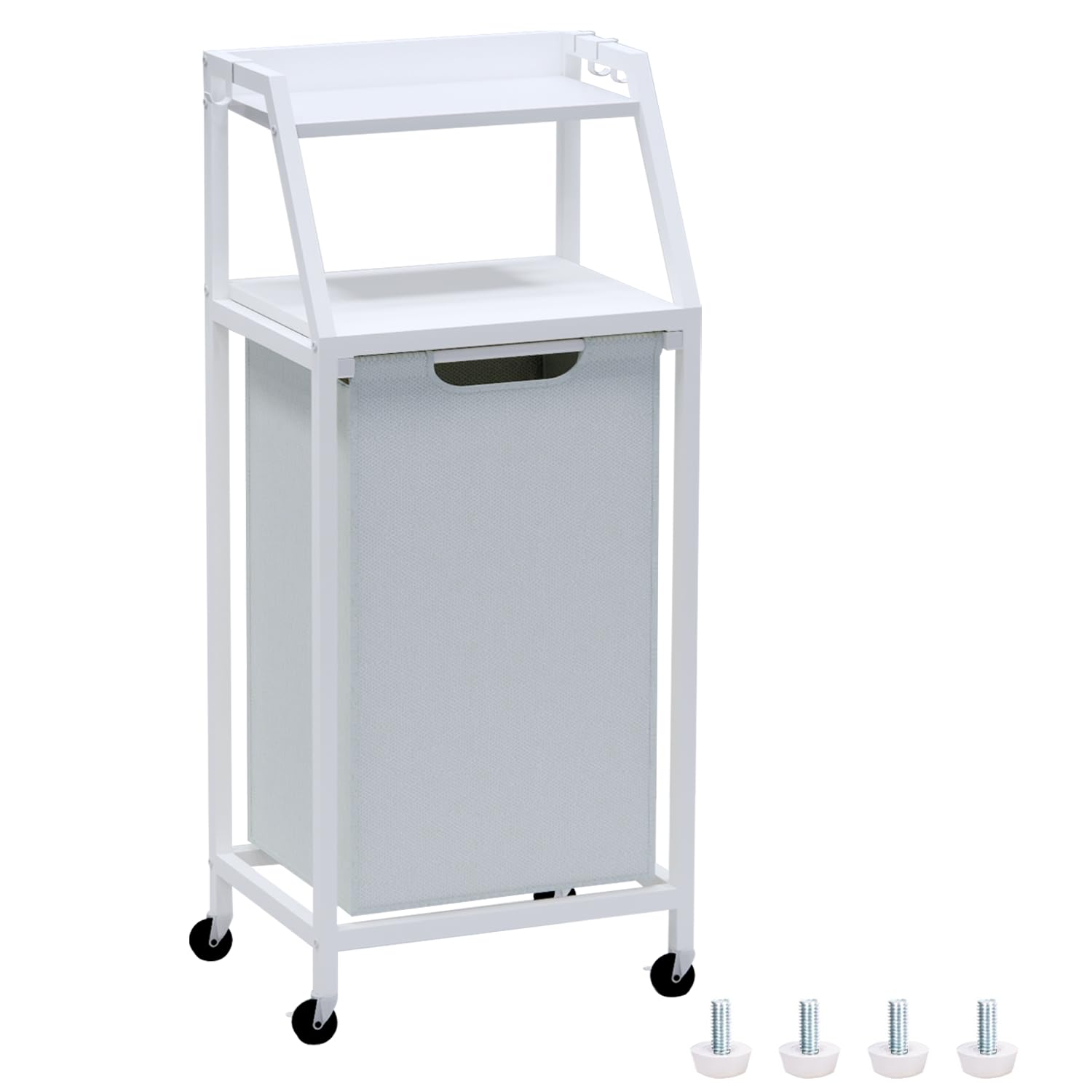 Timberer Laundry Hamper, Laundry Sorter, Rolling Laundry Basket with Wheels, 2 Shelves, 18 Gal(68L), Pull-Out and Removable Oxfo