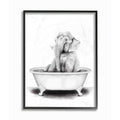 Stupell Industries Elephant In A Tub Funny Animal Bathroom Drawing, Design by Rachel Neiman Wall Art, 16 x 20, Black Framed