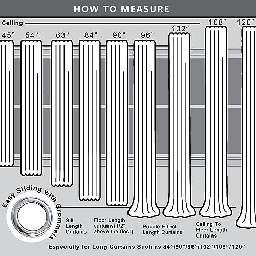 Koufall Blackout Curtains For Living Room 86 Inches Long,Window Treatments Curtain Set Of 2 Panels,Dark Grey