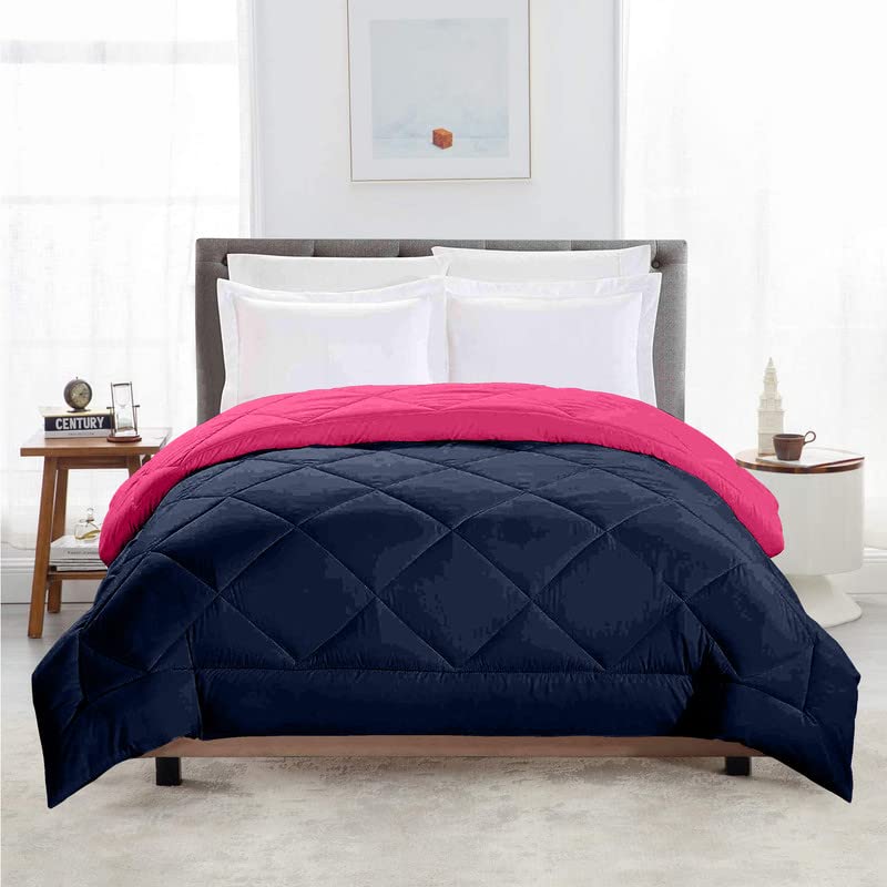 TundwalS Microfiber Reversible Solid Extra Comfort & Soft Comforter||Blanket Double Bed 210 Gsm Quilt Blue  Pink 1 (Piece)