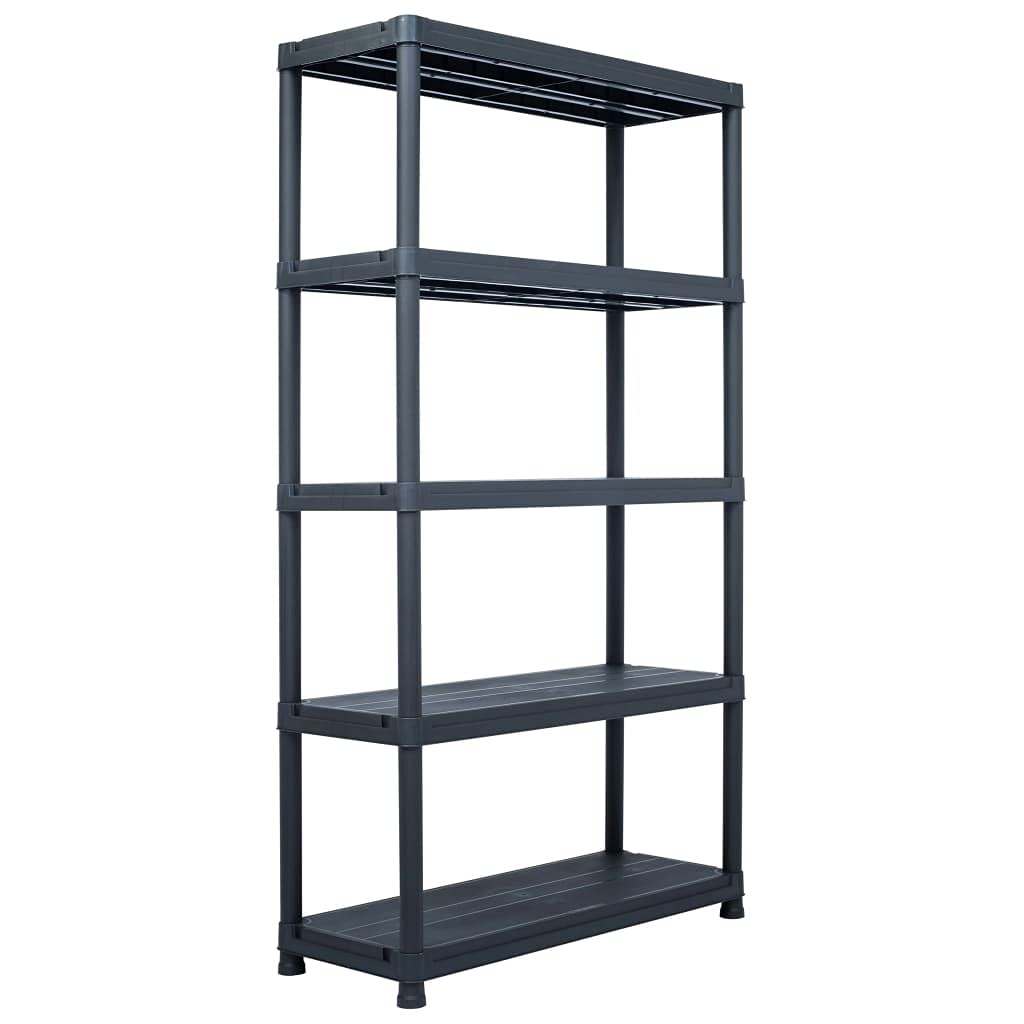 vidaXL Storage Shelf Rack Display Unit Organizer Bathroom Shelf Book Shelf with 5 Tiers Easy to Assemble Black 1102.3lb 39.4&quot;x15.7&quot;x70.9&quot; Plastic