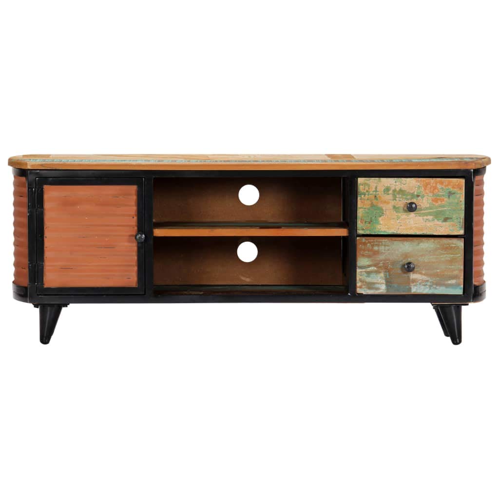 vidaXL Solid Wood Reclaimed TV Stand | Vintage Industrial-Style TV Cabinet | Distinctive Storage Unit with 2-Drawers | Brown Wood Timber, 47.2&quot;x11.8&quot;x17.7&quot;