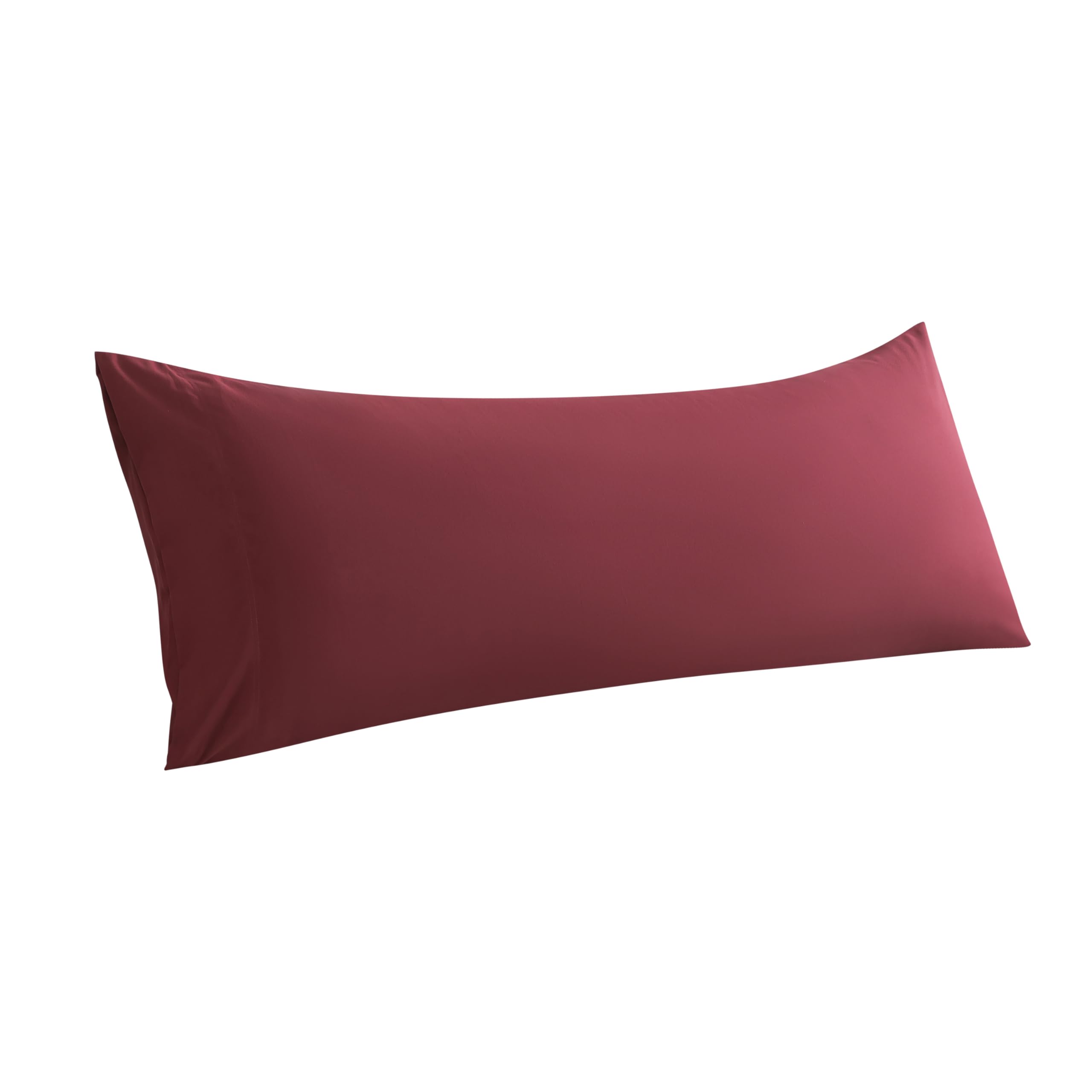 Whatsbedding Body Pillow Cover, Ultra Soft Microfiber Pillowcases, Breathable Long Pillow Case, Envelope Closure - Wine Red (21X