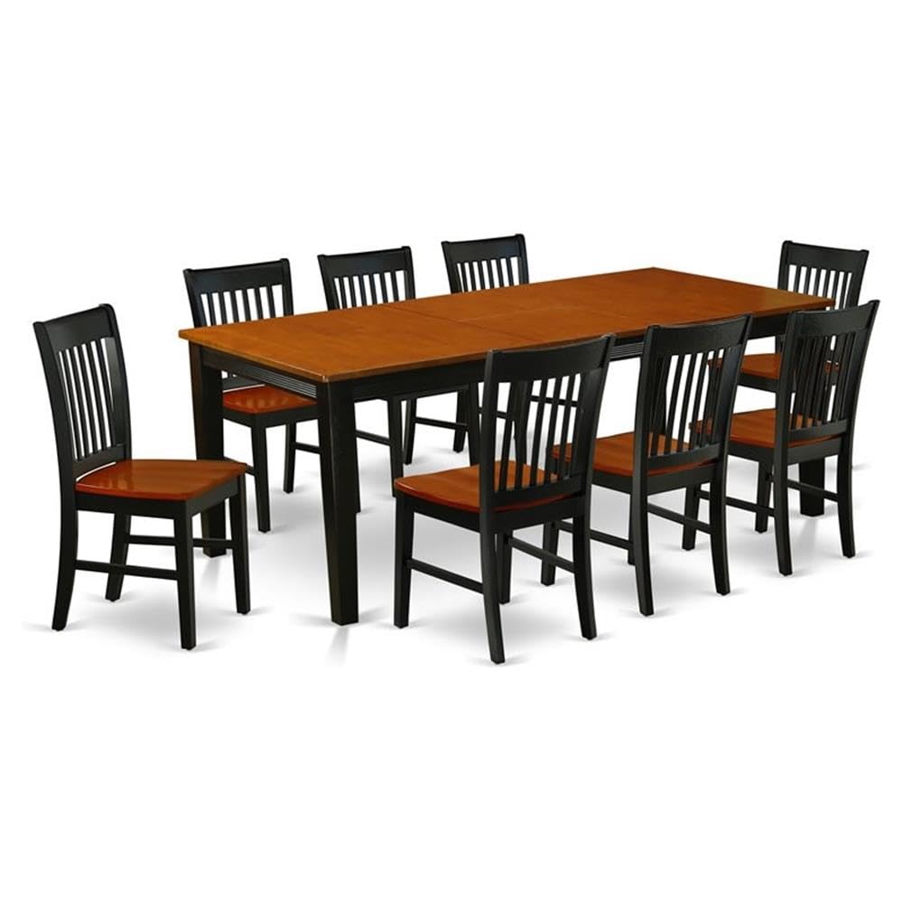East West Furniture Quno9-Bch-W 9 Piece Dining Set Includes A Rectangle Dining Table With Butterfly Leaf And 8 Kitchen Chairs, 40X78 Inch, Black & Cherry
