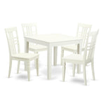 East West Furniture OXLG5-LWH-W 5 Piece Room Set Includes a Square Kitchen Table and 4 Dining Chairs, 36x36 Inch