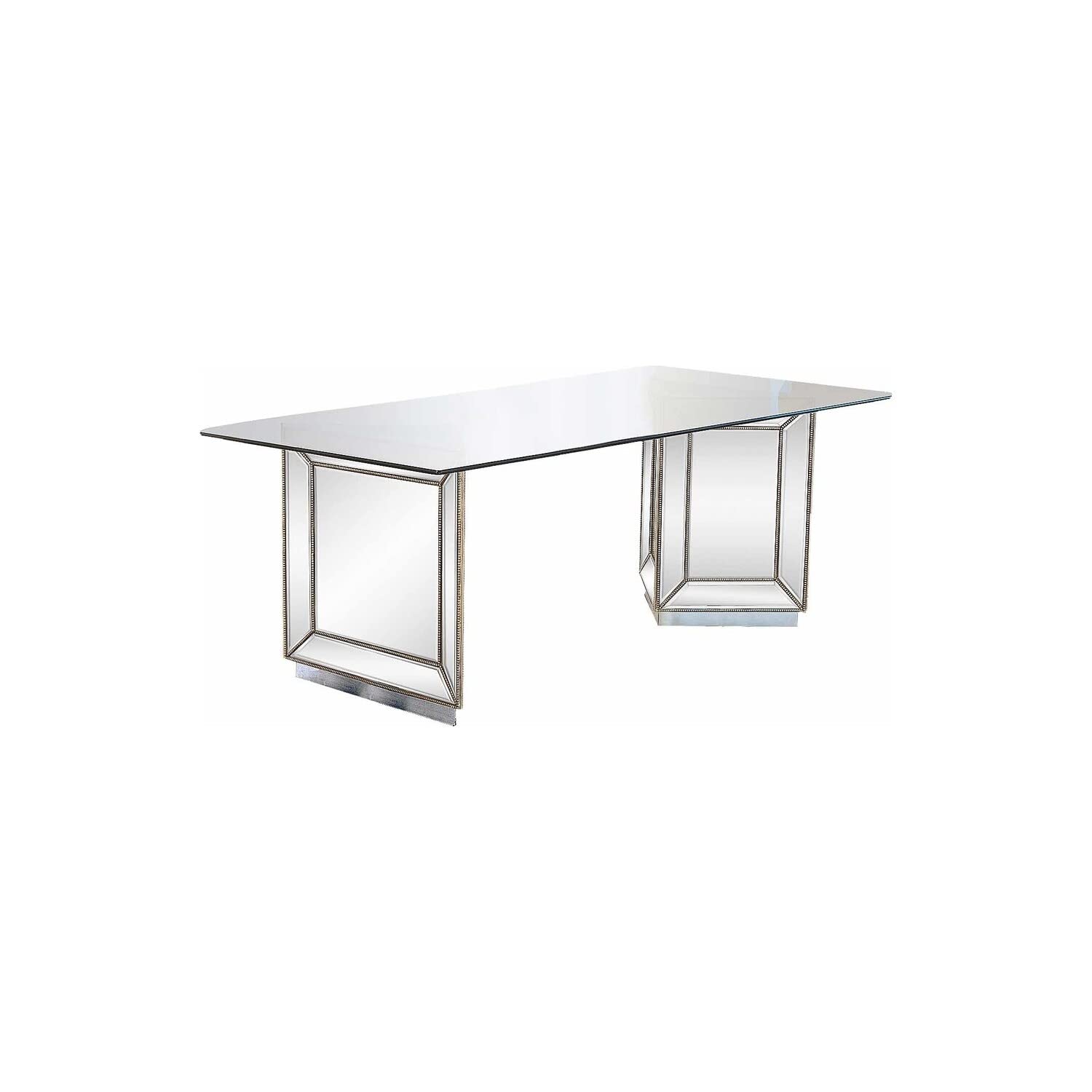 Best Master Nicolette 96&quot; Solid Wood Dining Table In Mirrored Silver