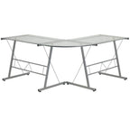 Flash Furniture Ginny L-Shaped Desk 83.5" Computer Corner Desk, Gaming Corner Desk, Home Office Corner Desk, Gaming Desk, Space Saving, Easy to Assemble, Clear
