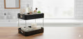 2Tier Bathroom Organiser, Black, Countertop Storage Shelf With Handles, Rectangular, Matte Finish, 33X22X28 Cm