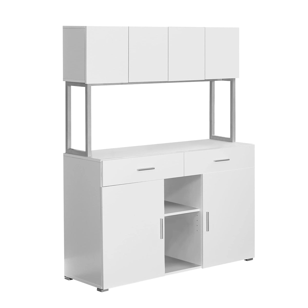 HomeRoots White,Silver Particle Board,Hollow-Core, Laminate, MDF, Metal 16.25' x 47.25' x 60' White Silver Particle Board Hollow Core Metal Office Cabinet