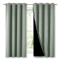 Nicetown Greyish Green 100% Blackout Lined Curtains, 2 Thick Layers Completely Blackout Window Treatment Thermal Insulated Drape
