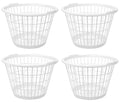 United Solution White Plastic Laundry Basket, 1 Bushel Capacity, Lightweight Round Design, 17.5 x 17.5 x 12 Inches, Set of 4