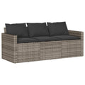 vidaXL 3 Seater Garden Sofa with Cushions PE Rattan Grey Outdoor Sofa 3 Seater Garden Sofa Four Person Garden Sofa