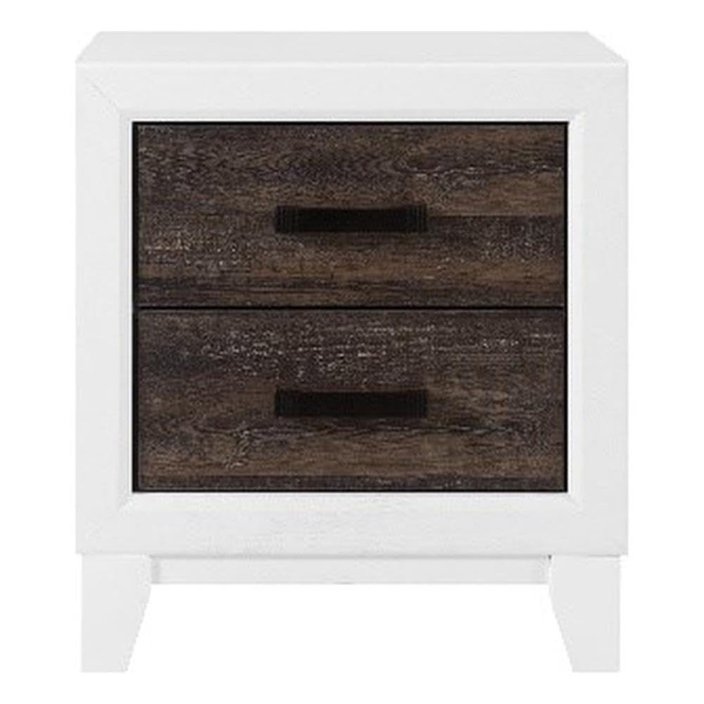 Global Furniture Usa Lisbon Rustic Oak And White Wood 2-Drawer Nightstand