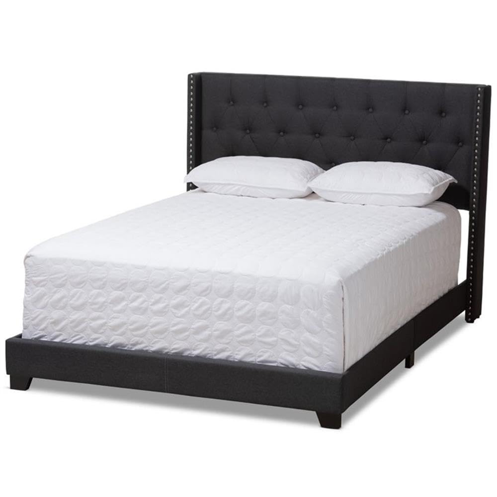 Baxton Studio Audrey Upholstered King Size Bed - Thumbnail 4