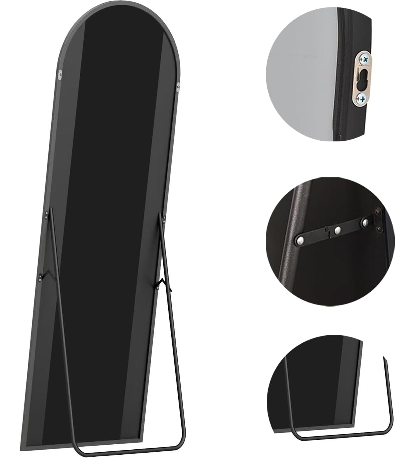 Floor Mirror, 64''X21'' Black Full Length Mirror, Arched Mirror Full Length, Freestanding Mirror, Arch Floor Length Mirror With