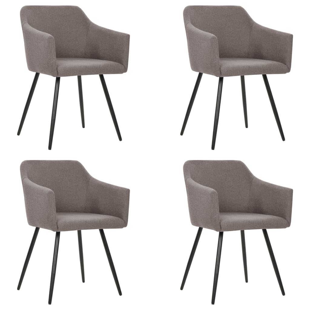 vidaXL Modern Taupe Fabric Dining Chairs - Set of 4 - Comfortable, Ergonomically Curved Design, Durable Metal Frame, Ideal for Dining Room & Kitchen