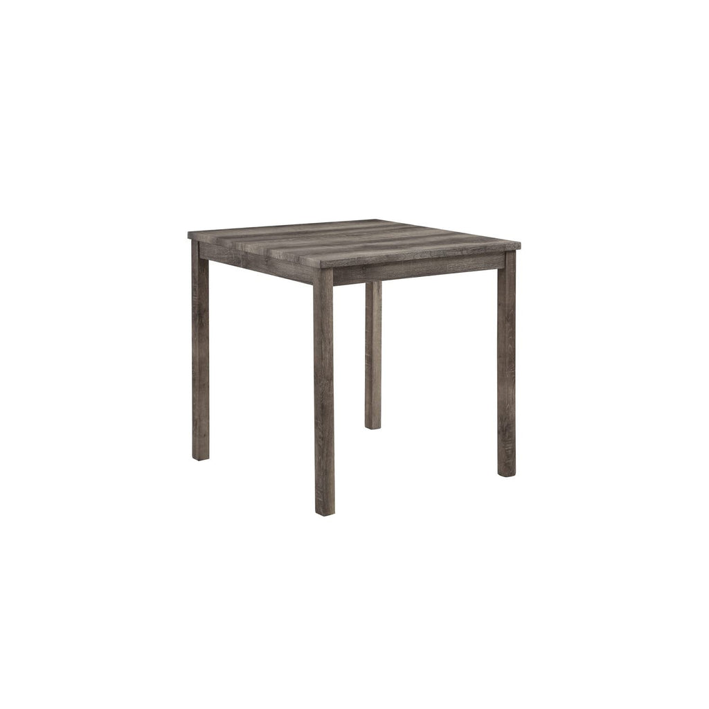 Lilola Home Lucian Brown 5 Piece Counter Height 36" Pub Table Set with Tufted Creamy White Linen Stools