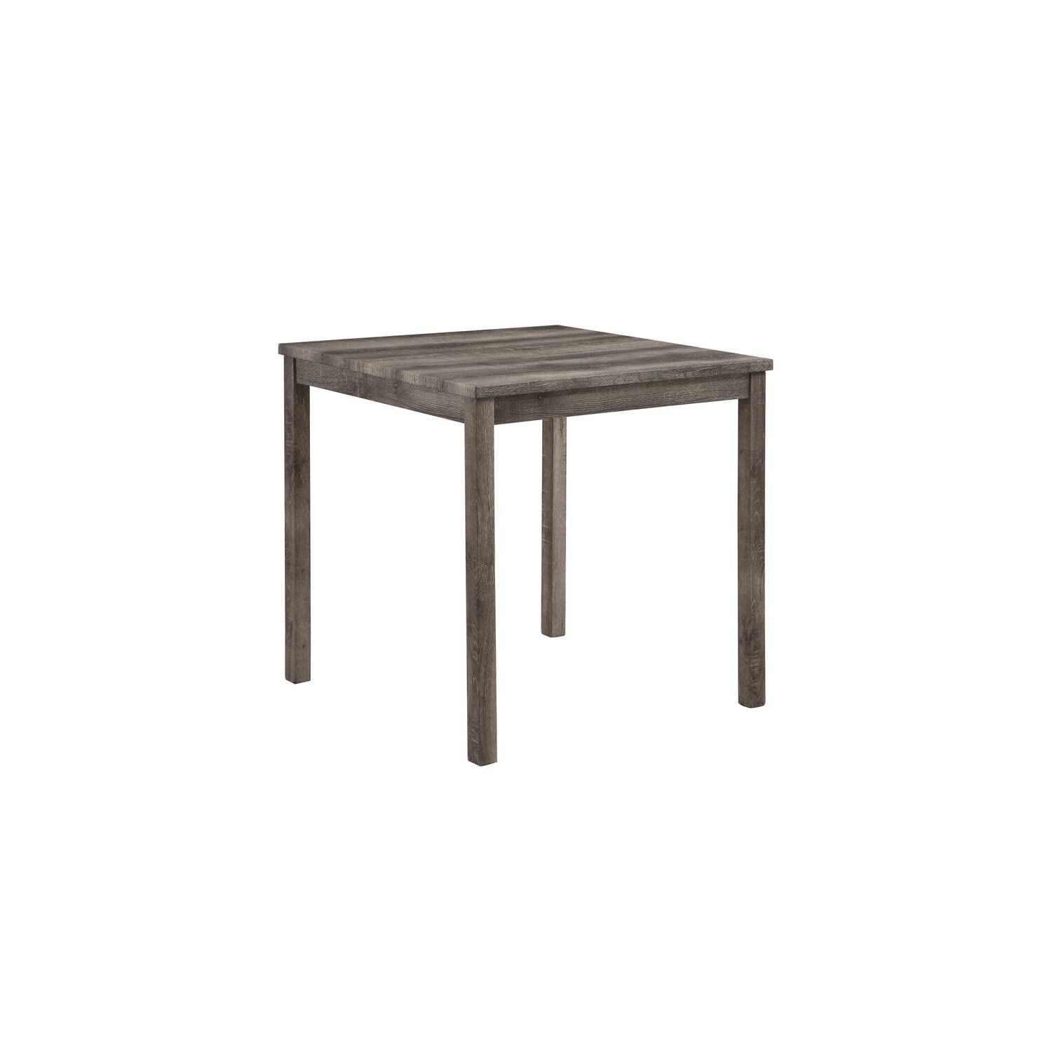 Lilola Home Lucian Brown 5 Piece Counter Height 36" Pub Table Set with Tufted Creamy White Linen Stools