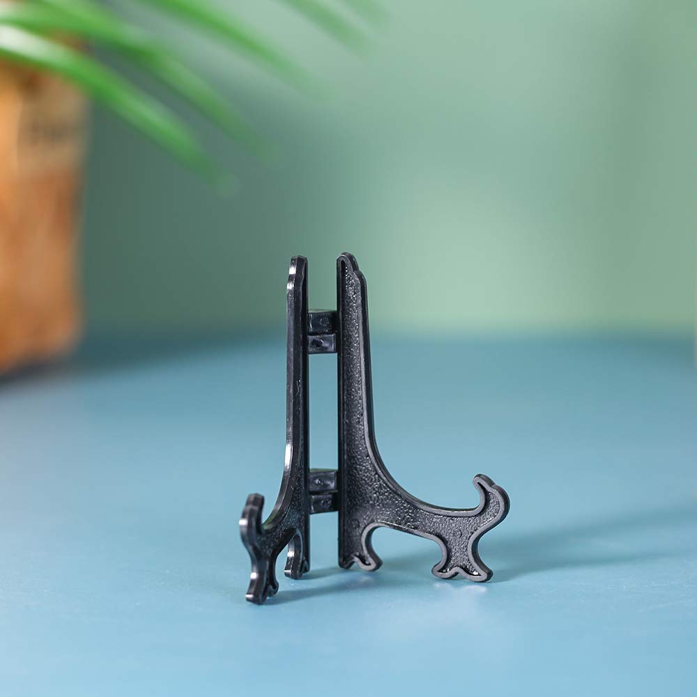 Artliving 3 Inch Black 12Pcs/Set Plastic Easels Plate Display Stands Picture Frame Stand Holder