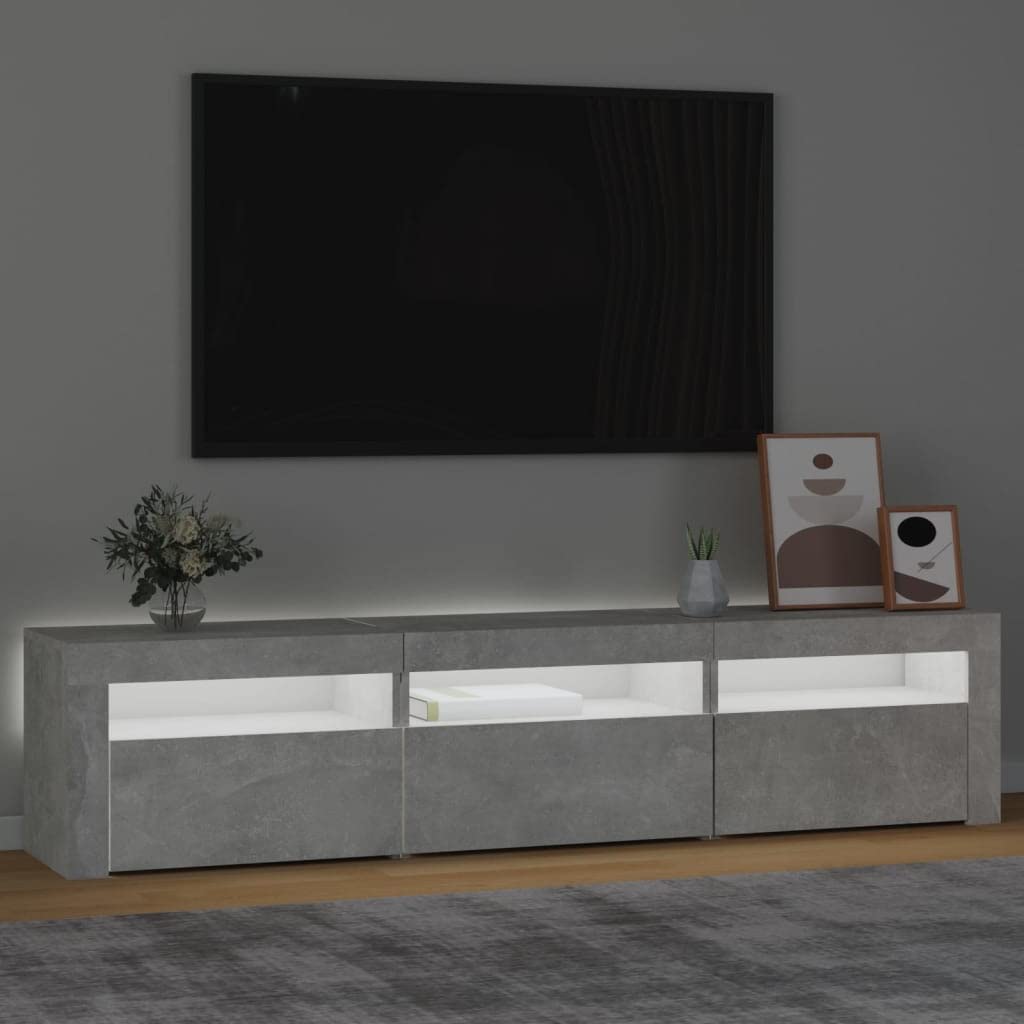 vidaXL TV Cabinet with LED Lights Home Bedroom Living Room Entertainment Center HiFi Side Cabinet TV Console Stand Media Unit Furniture Concrete Gray
