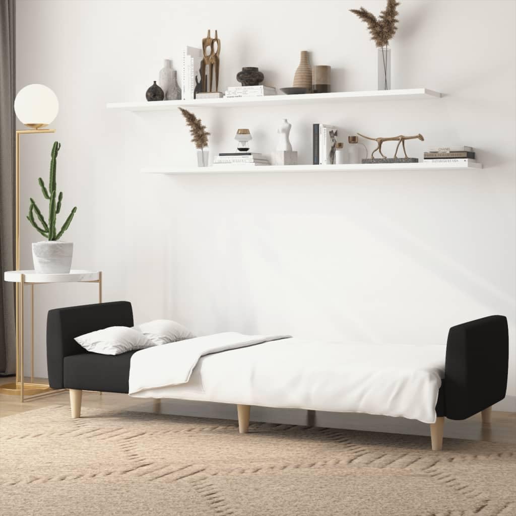 vidaXL 2-Seater Sofa Bed in Black | Convertible Loveseat Sleeper with Wooden Frame | Modern Fabric Upholstered Couch for Home and Office