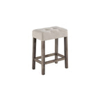 Lilola Home Oriana Brown 4 Piece Counter Height 36" Pub Table Set with Tufted Creamy White Linen Stools
