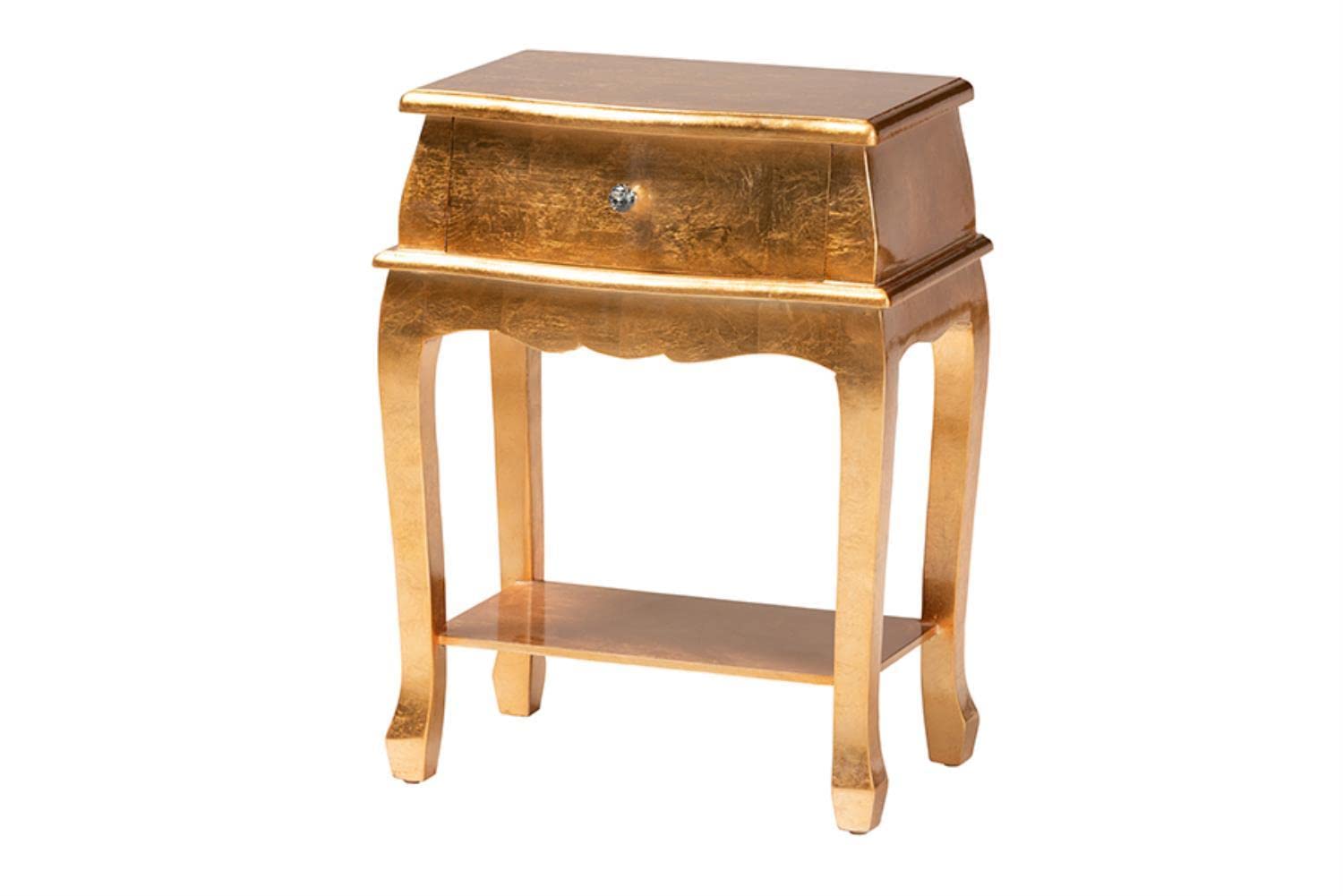 Baxton Studio Harriet Gold Finished Wood 1-Drawer End Table