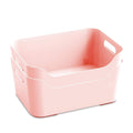 LARA Tales Minimalist Storage Baskets, Pink, WaterResistant, Set of 2, Bathroom Organiser with Handles