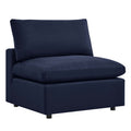 Modway Commix Outdoor Patio Overstuffed Sectional Sofa Armless Chair in Navy