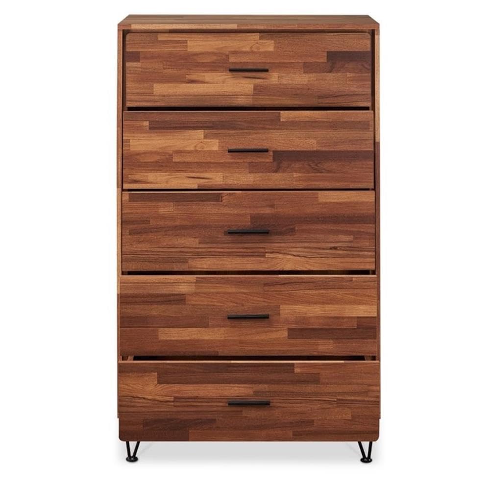 Acme Deoss Wooden Rectangular Chest with 5 Storage Drawers in Walnut