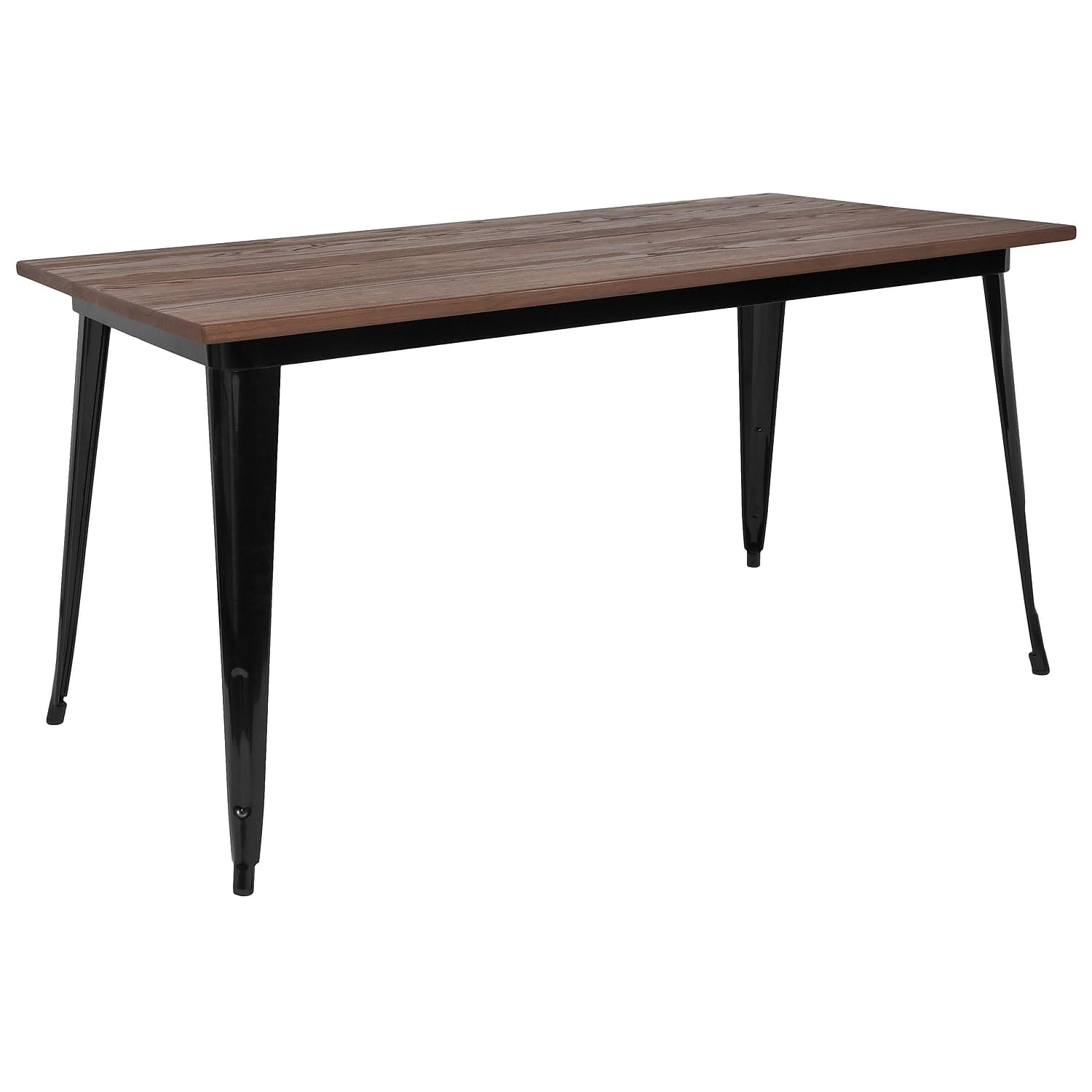 Flash Furniture Kenneth 30.25&quot; X 60&quot; Rectangular Black Metal Indoor Table With Walnut Rustic Wood Top