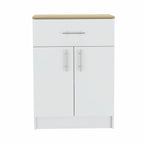 HomeRoots White - Light Oak Particle Board Ligh Oak and White Pantry Cabinet