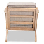 Baxton Studio Sigrid Mid-Century Modern Light Grey Fabric Upholstered Antique Oak Finished Wood Armchair