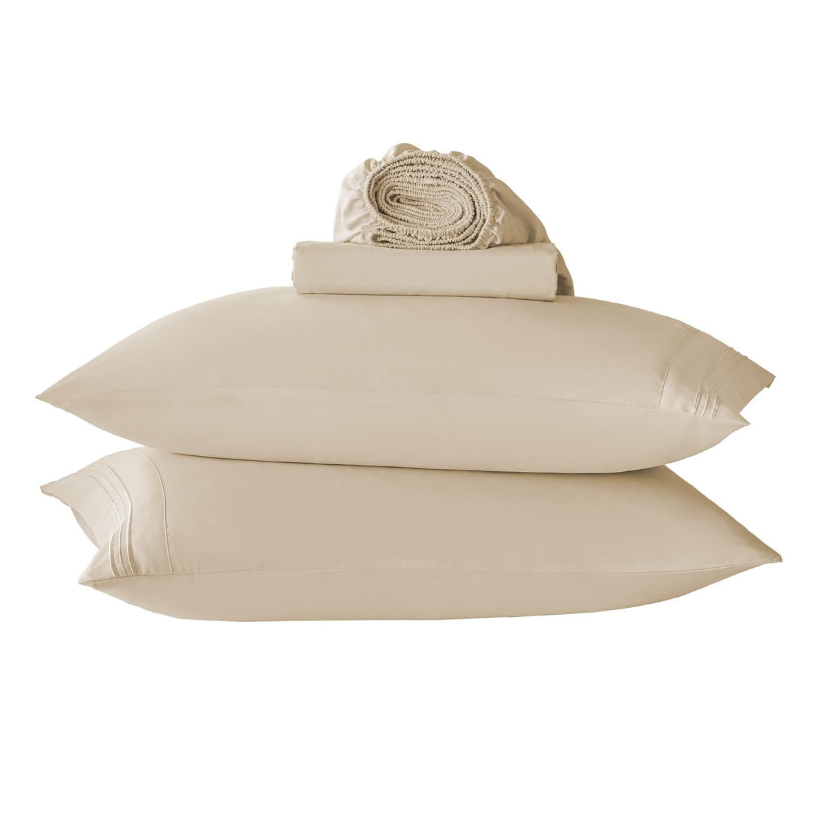 Beige Twin Size Sheets Set-3 Piece Microfiber Bedsheets-Deep Pocket Fitted Sheet & Pillowcase Sets-Soft Cooling Single Bed Sheet