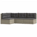 vidaXL Patio Lounge Set - 4 Piece Outdoor Furniture Set with Adjustable Seats and Cushions, Durable Powder-Coated Steel Frame, Customizable Layout - Gray, Poly Rattan Design