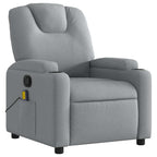 vidaXL Light Gray Recliner Chair - Massage Lounge with Manual & USB Vibration - Cup Holders & Side Pocket