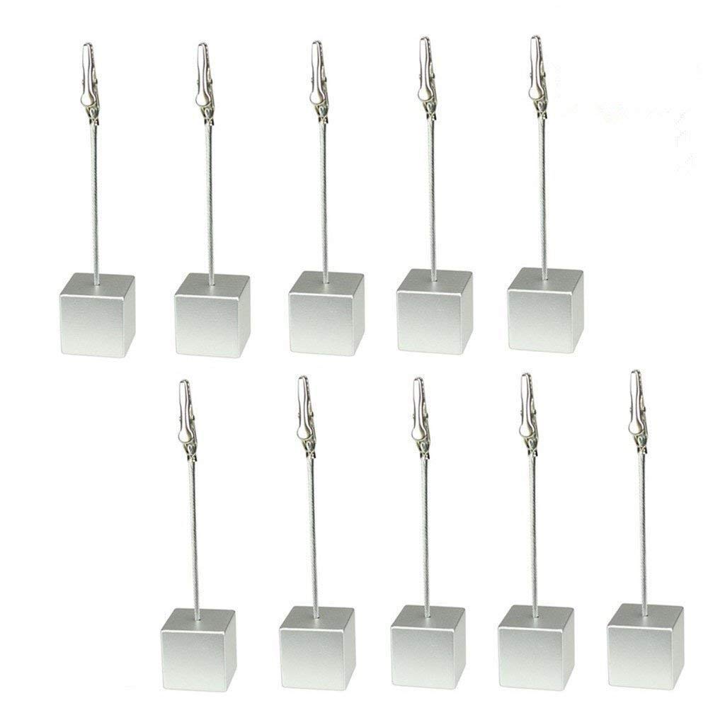 Xiaoyztan 10 Pcs Silver Resin Cube Base Alligator Clip Note Card Table Stand Holder For Wedding Party Or Meeting Displaying Alli