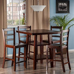 Ergode Wood Perrone High Table Set | Expandable Dining Solution | 2 Stools | Walnut Finish | Space-Saving | 160lbs Weight Limit (94542-VV)