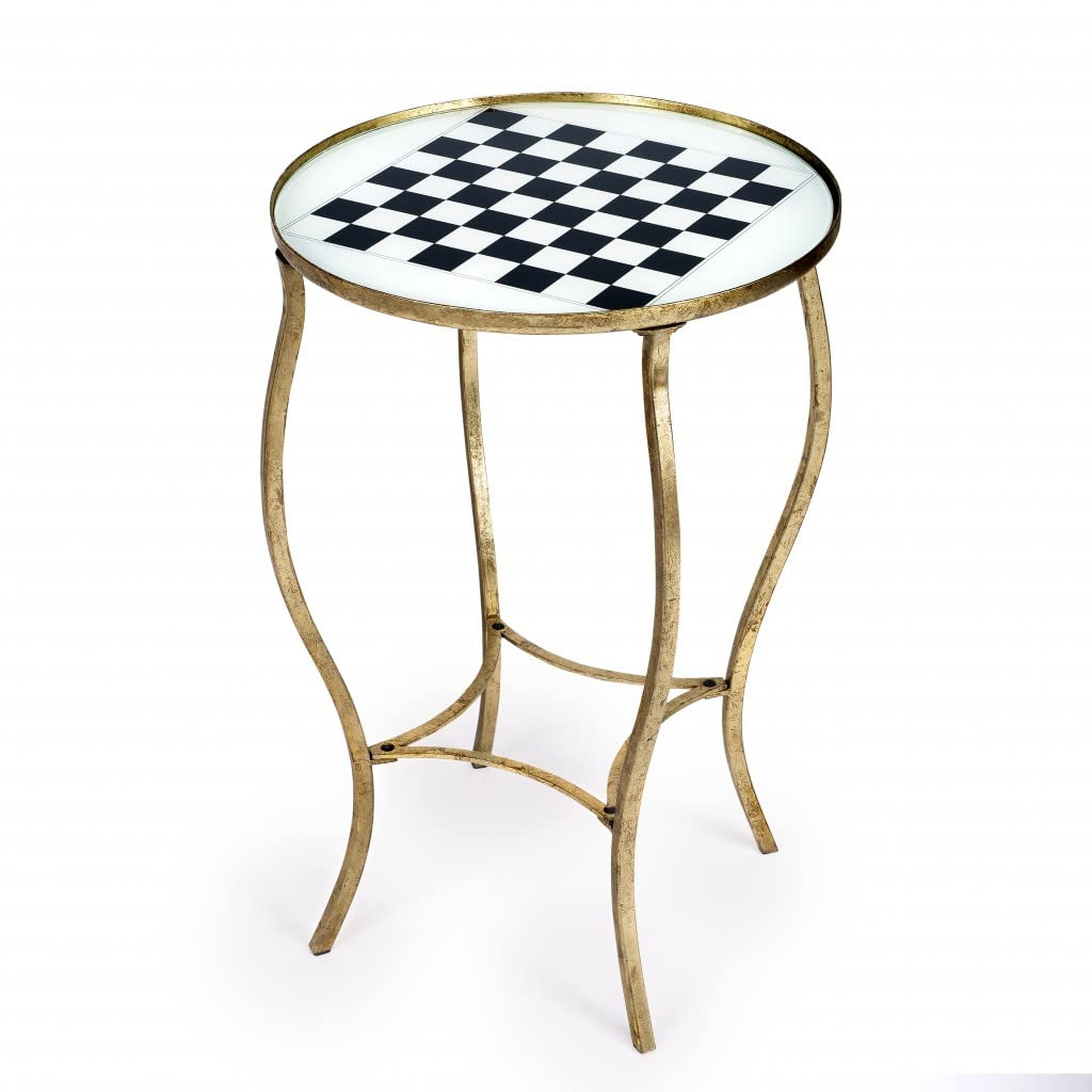 HomeRoots Antique Gold Black and White Game Table