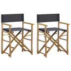SKM Folding Director's Chairs 2 pcs Dark Gray Bamboo and Fabric