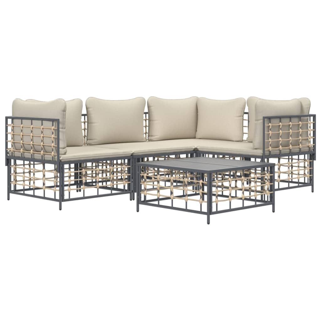 vidaXL 5-Piece Outdoor Patio Dining and Lounge Set