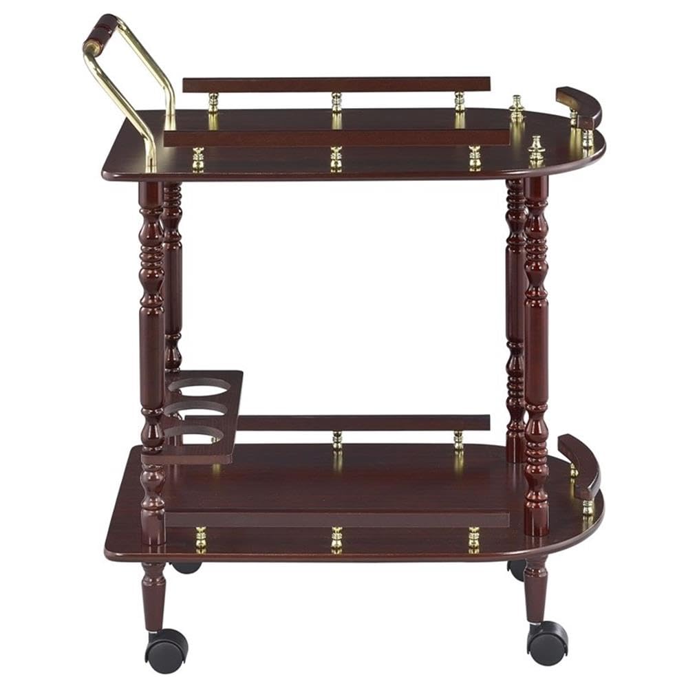 Coaster Home Furnishings Palmer 2-Tier Serving Cart Merlot and Brass