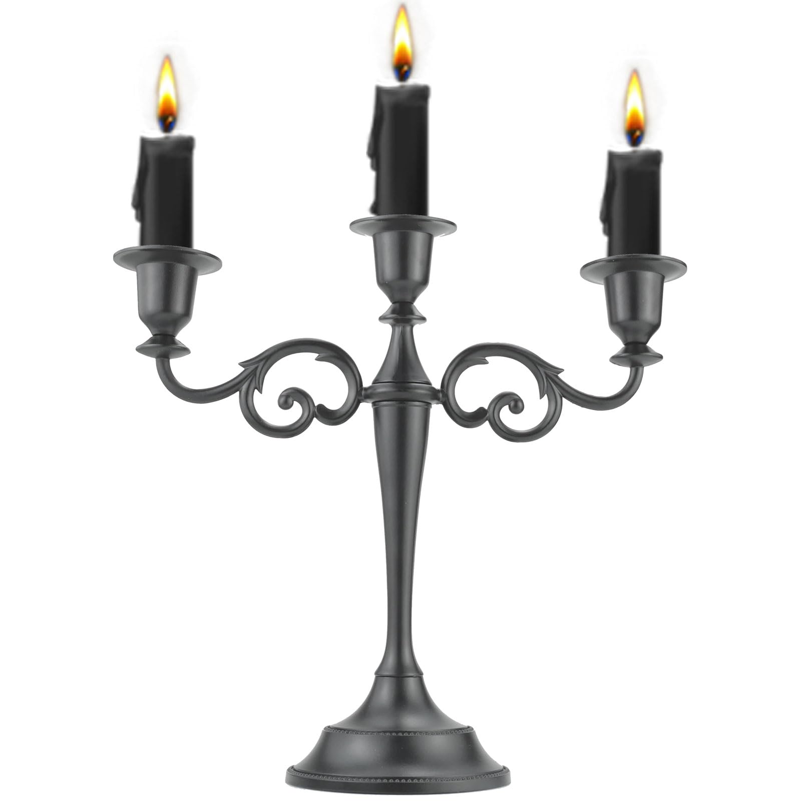 Viscacha 3 Candle Metal Candelabra Candlesticks Holder for Formal Events, Wedding, Church, Holiday D  cor, Halloween Taper Candl