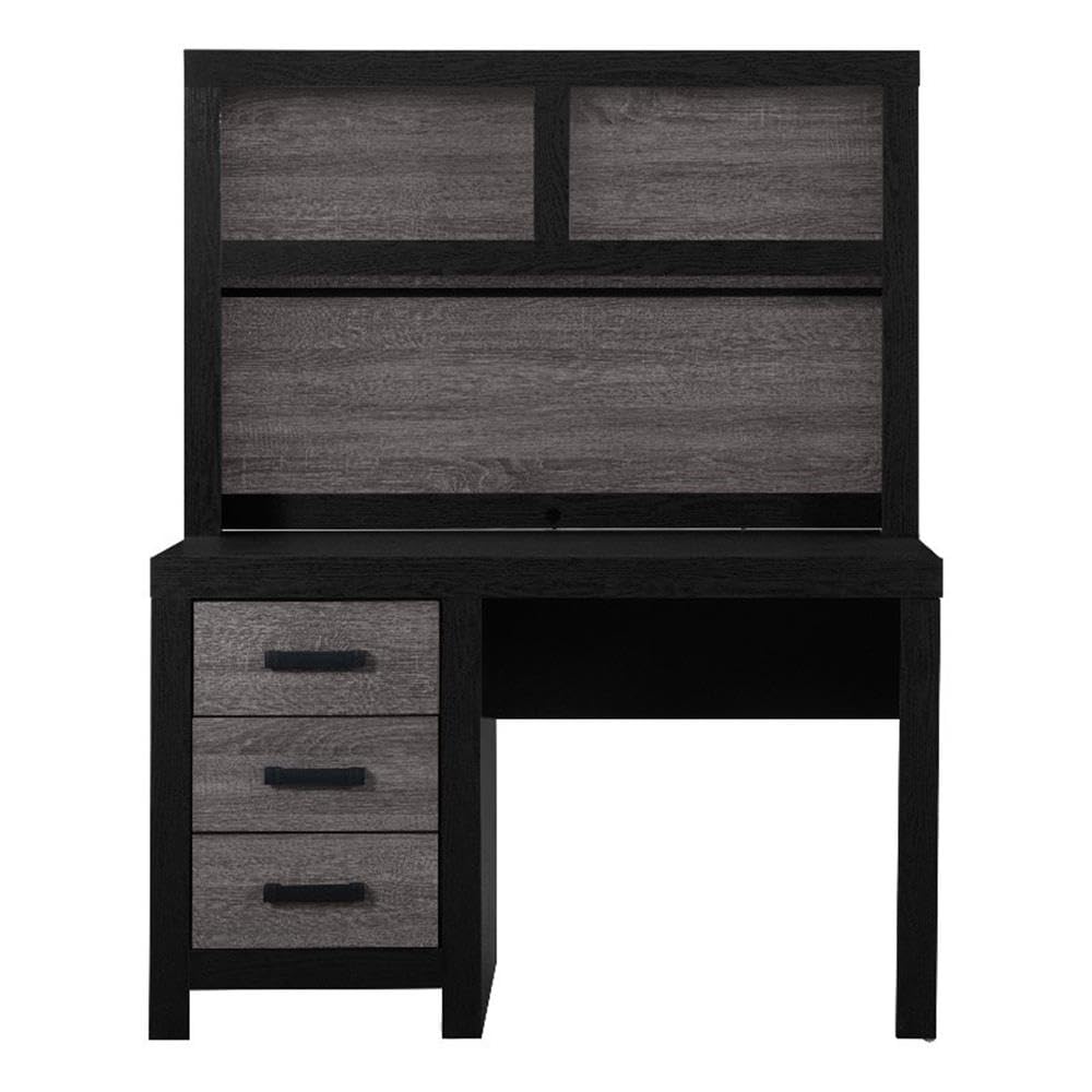 Global Furniture Usa Lisbon Gray And Black Wooden Desk With Hutch